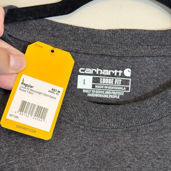 Carhartt K87-M Loose Fit T-Shirt Mens L Gray Heavyweight Short Sleeve Pocket NWT - Picture 5 of 6